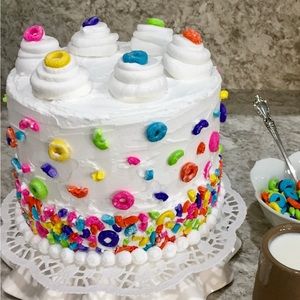 Faux Handcrafted Fruit Loops Birthday Cake